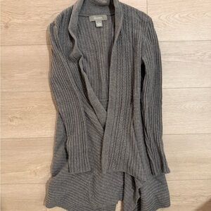 Ply Cashmere Gray Ribbed Cardigan